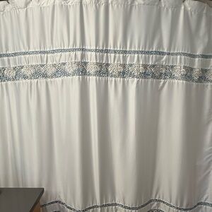 Elegant White and Blue Shower Curtain